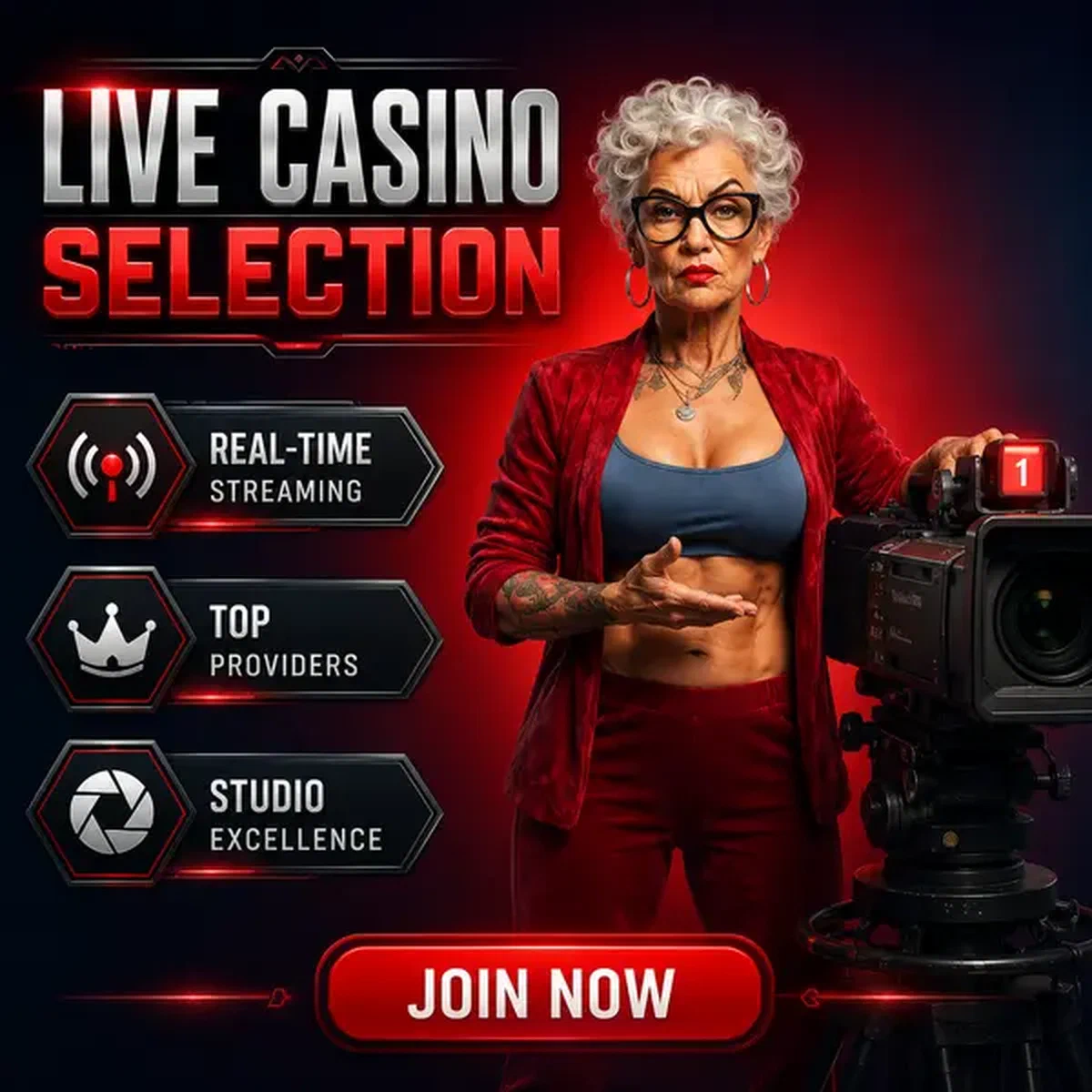 Dealer professionista che presenta la telecamera dello studio di trasmissione nella configurazione del live casino Spingranny