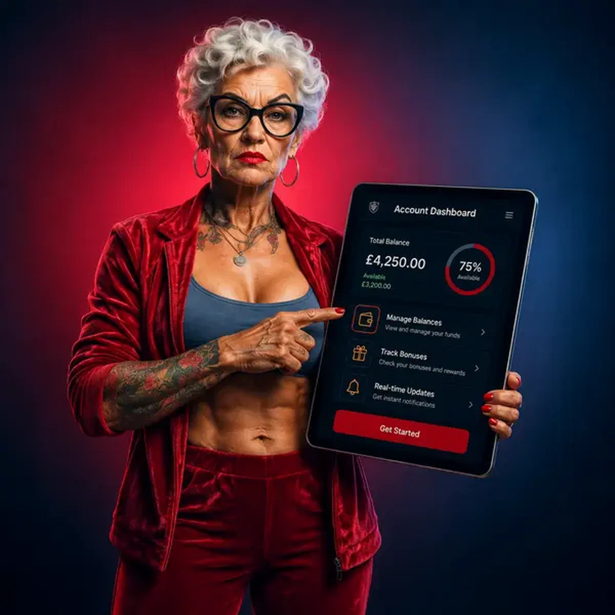 Guerriero feroce che gestisce le credenziali di login nel portale Account Dashboard and Balance Management